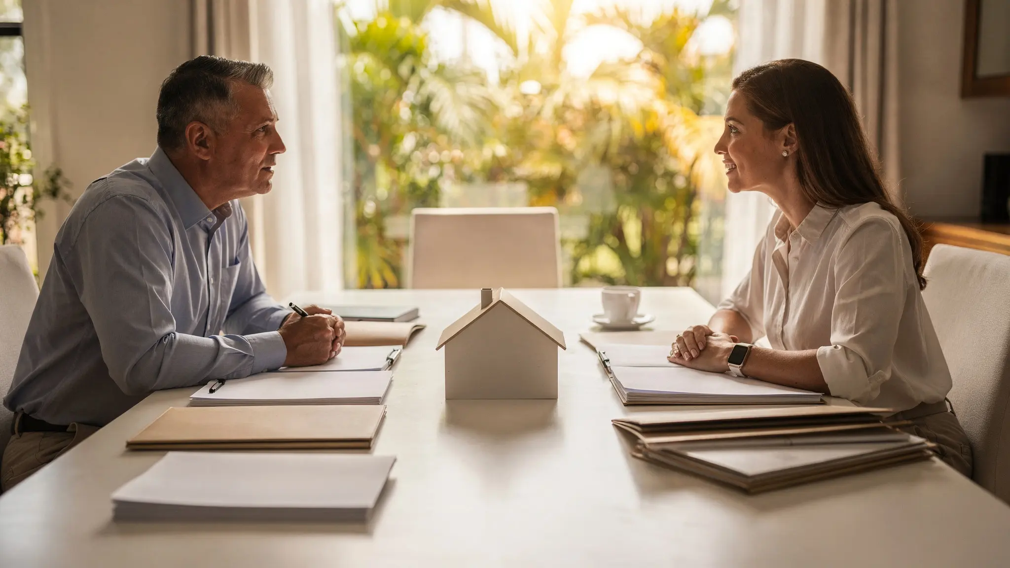 A South Florida homeowner and two professionals review separate property-record groups around one house model without reaching a title conclusion.