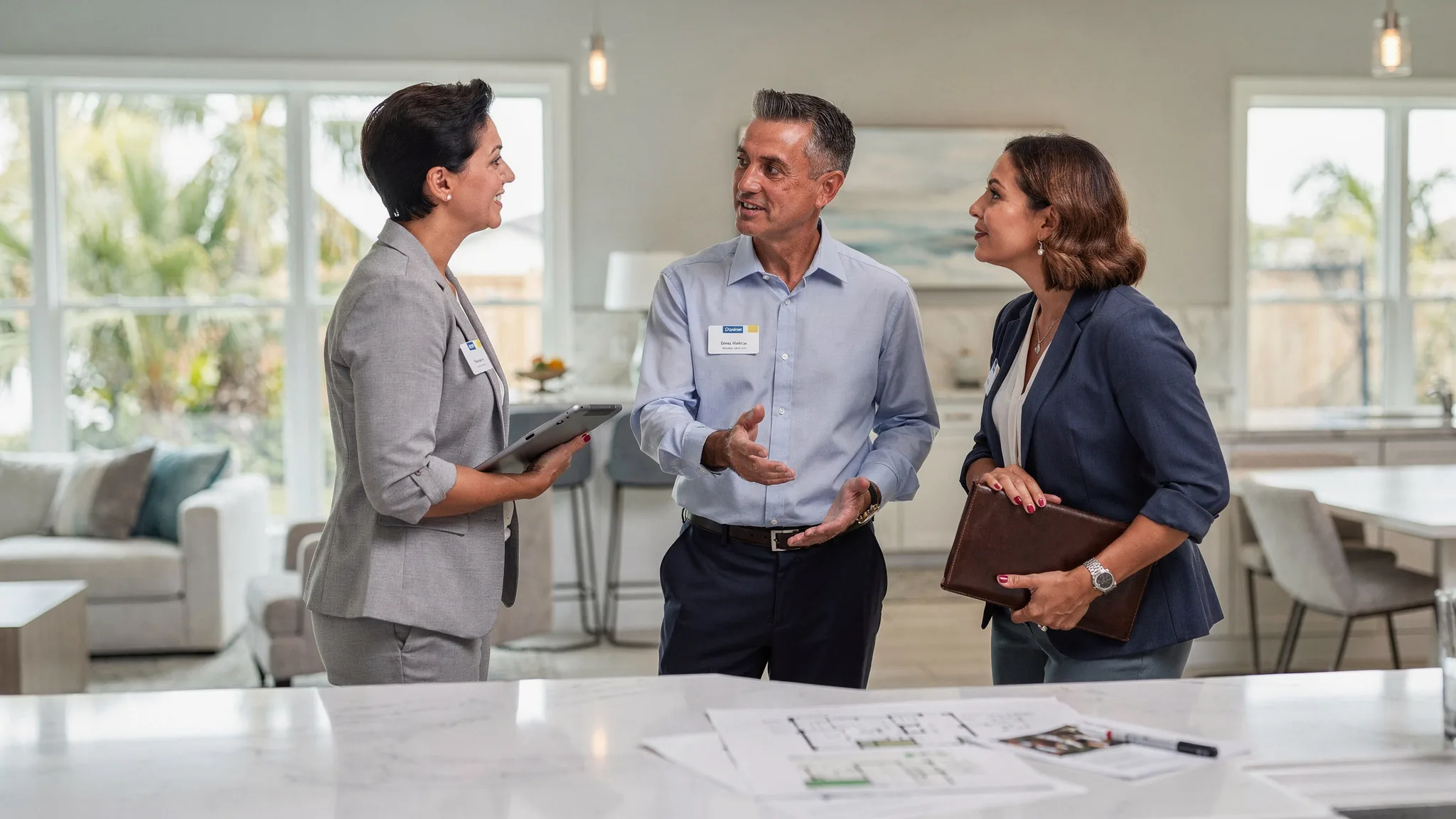 Homebuyer speaking with different real estate professionals to understand who represents each side