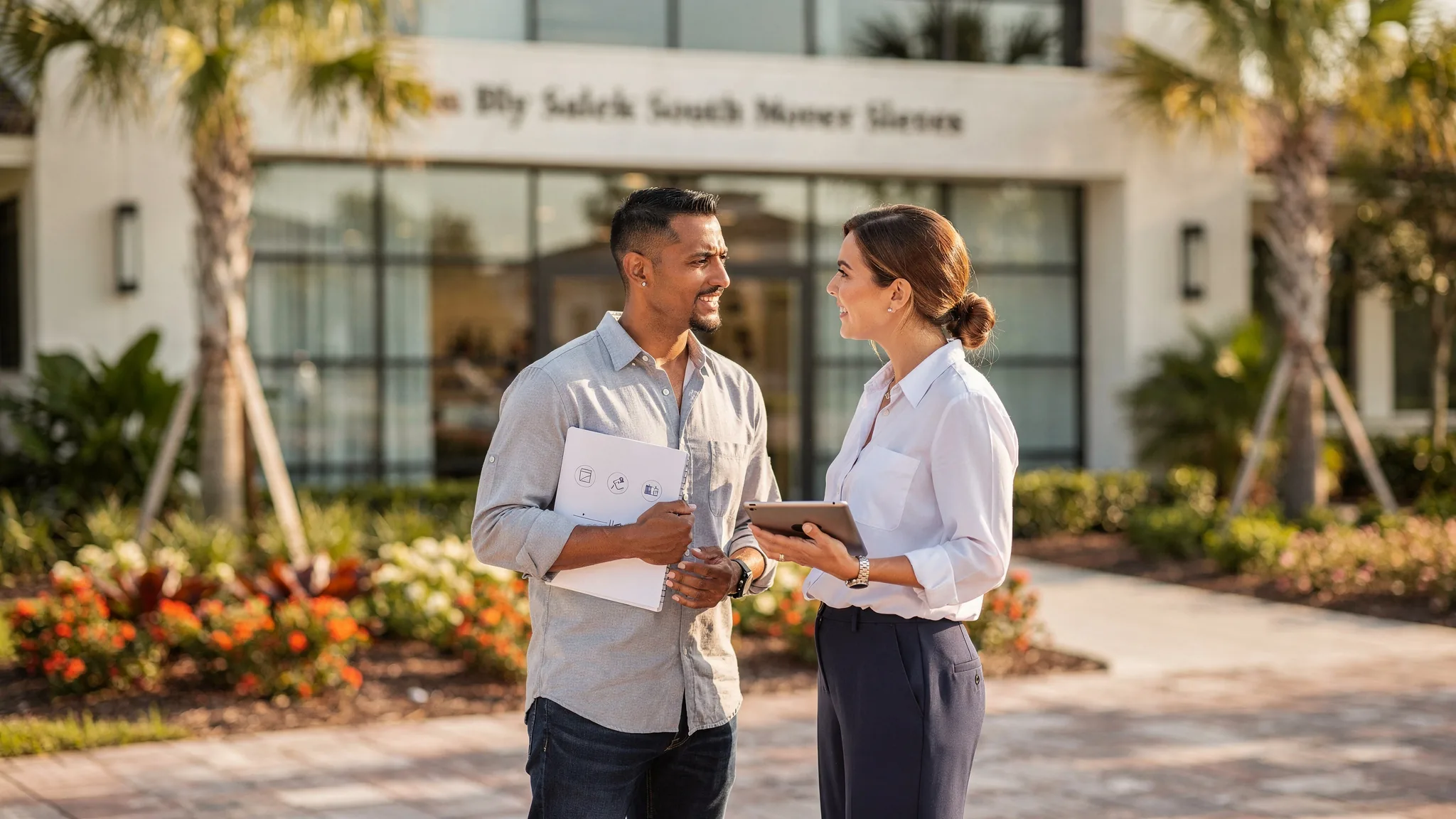 Homebuyer reviewing representation, registration, and compensation questions before a new-home visit