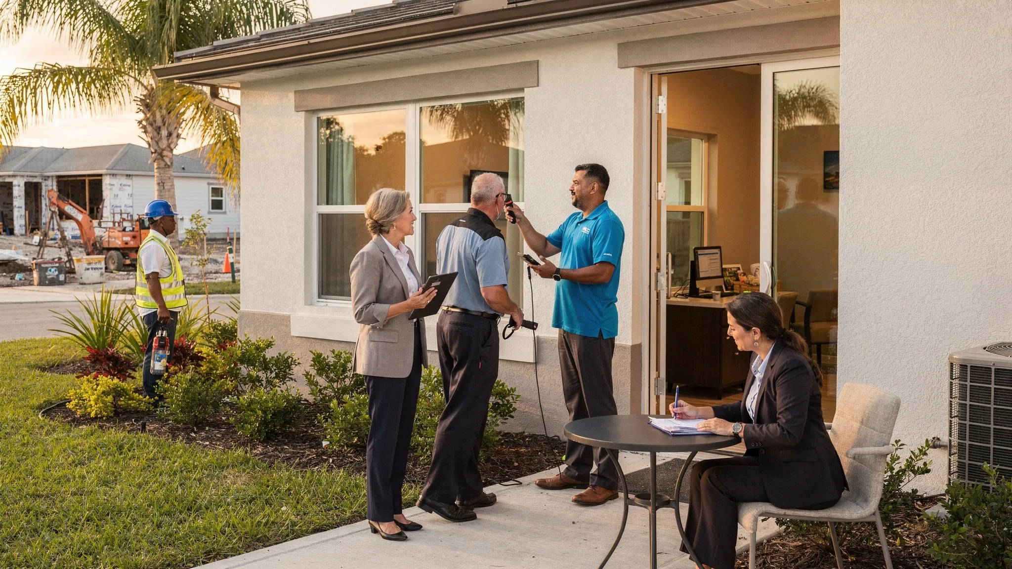 Homebuyer consulting different professionals for legal, construction, inspection, financing, and sales questions
