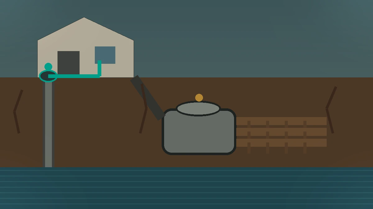 Cutaway illustration showing a private well and septic system serving a Florida home